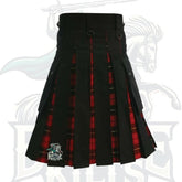 Scottish Black and Wallace Lautreamont Tartan Hybrid Kilt – Premium Quality Hybrid Wear